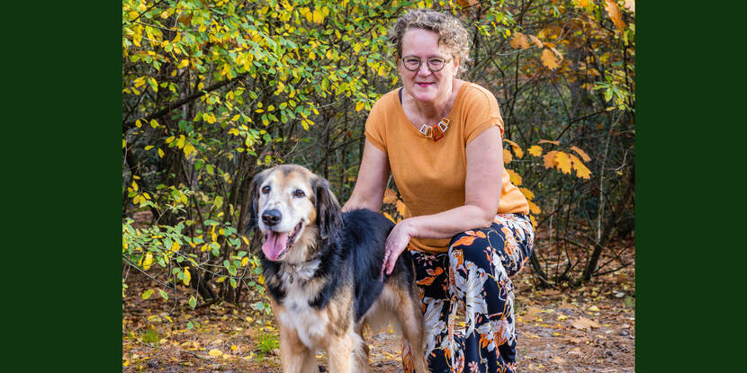 Pascalle posing with dog